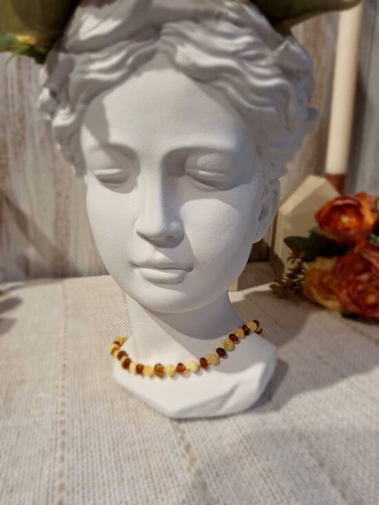 Dzintara krellītes pulētas citrona un brūnā krāsā 32cm