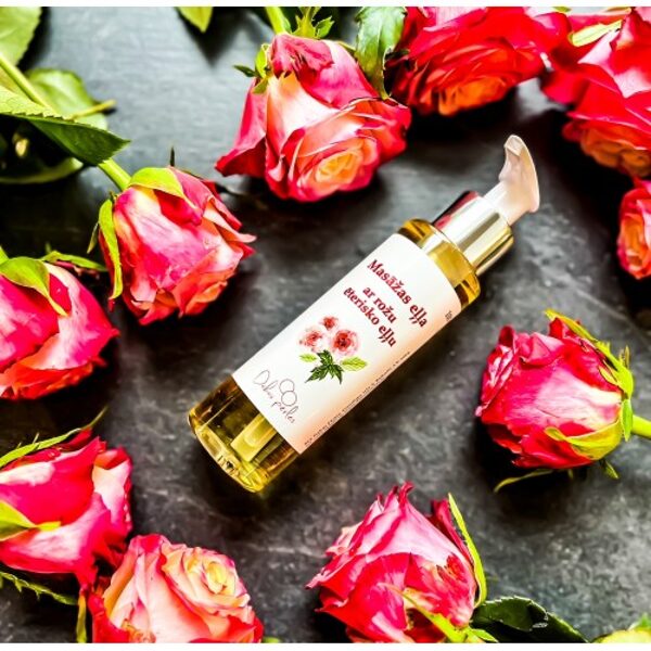Masāžas eļļa ar rožu ēterisko eļļu